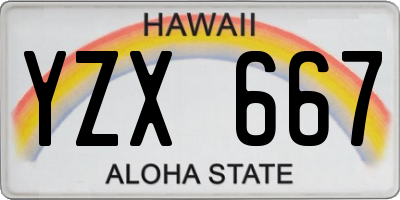 HI license plate YZX667