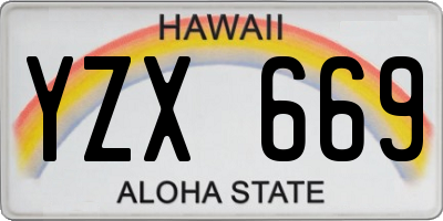 HI license plate YZX669