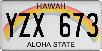 HI license plate YZX673