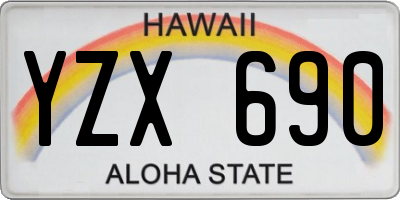 HI license plate YZX690