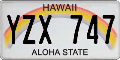 HI license plate YZX747