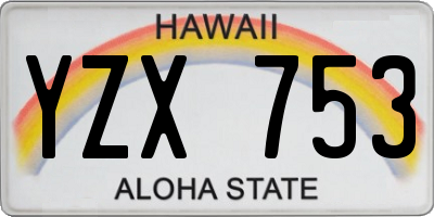 HI license plate YZX753