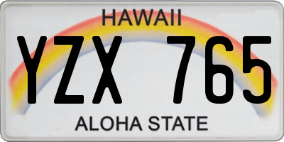 HI license plate YZX765