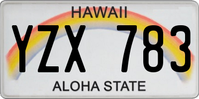 HI license plate YZX783