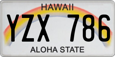 HI license plate YZX786