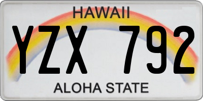 HI license plate YZX792