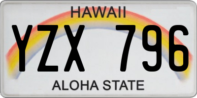 HI license plate YZX796