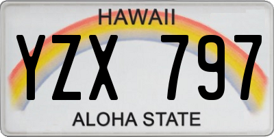 HI license plate YZX797