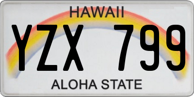 HI license plate YZX799