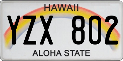 HI license plate YZX802