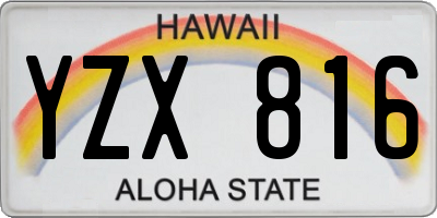 HI license plate YZX816