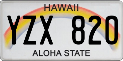 HI license plate YZX820