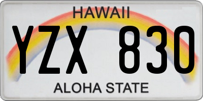 HI license plate YZX830