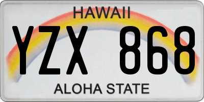 HI license plate YZX868