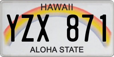 HI license plate YZX871