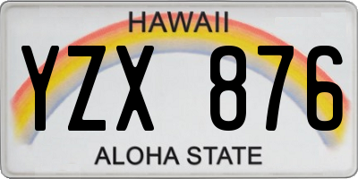 HI license plate YZX876
