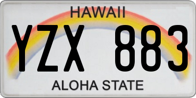 HI license plate YZX883