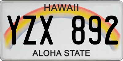 HI license plate YZX892