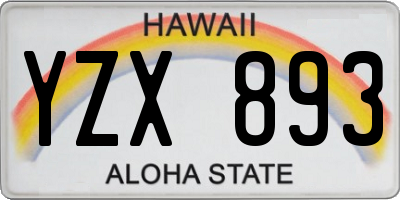 HI license plate YZX893