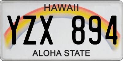 HI license plate YZX894