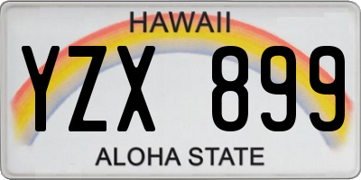 HI license plate YZX899