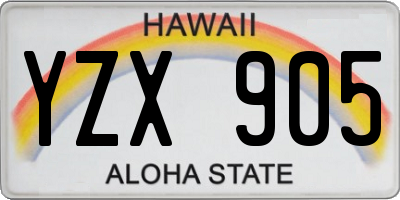 HI license plate YZX905