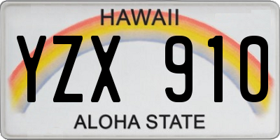 HI license plate YZX910