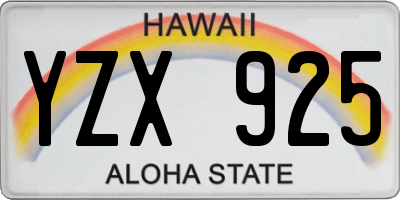 HI license plate YZX925