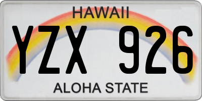 HI license plate YZX926