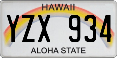HI license plate YZX934