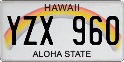 HI license plate YZX960