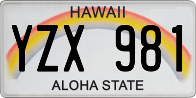 HI license plate YZX981