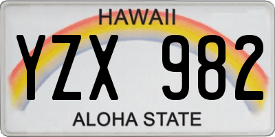 HI license plate YZX982
