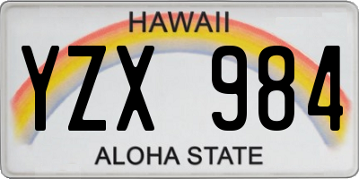 HI license plate YZX984