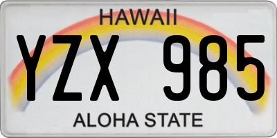 HI license plate YZX985