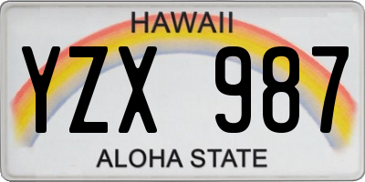 HI license plate YZX987