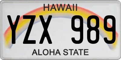 HI license plate YZX989