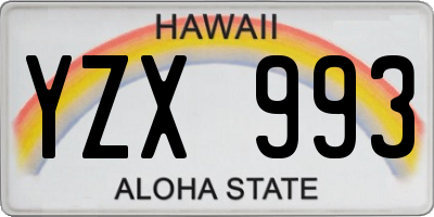 HI license plate YZX993