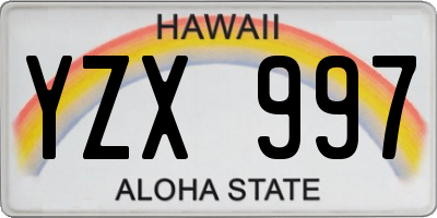 HI license plate YZX997