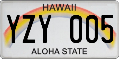 HI license plate YZY005