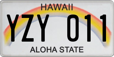 HI license plate YZY011