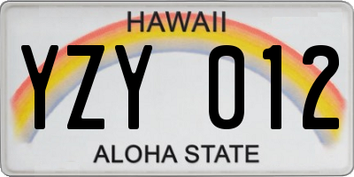 HI license plate YZY012