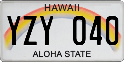 HI license plate YZY040