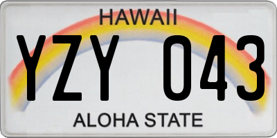 HI license plate YZY043