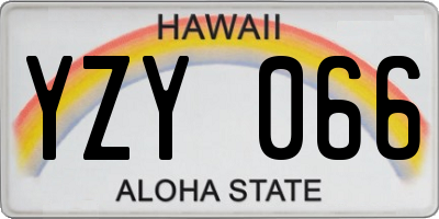HI license plate YZY066