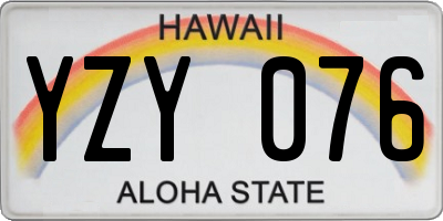 HI license plate YZY076