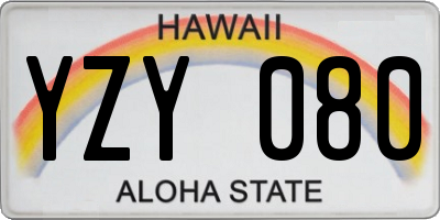 HI license plate YZY080