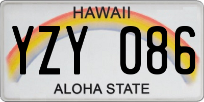 HI license plate YZY086