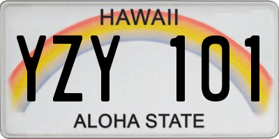 HI license plate YZY101