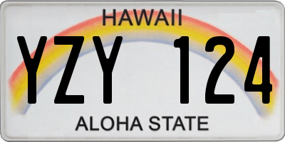 HI license plate YZY124